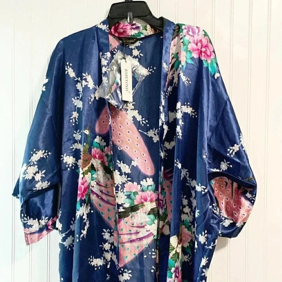 BABEYOND Long Sleeve Kimono Robe Peacock Print - Picture 7 of 8